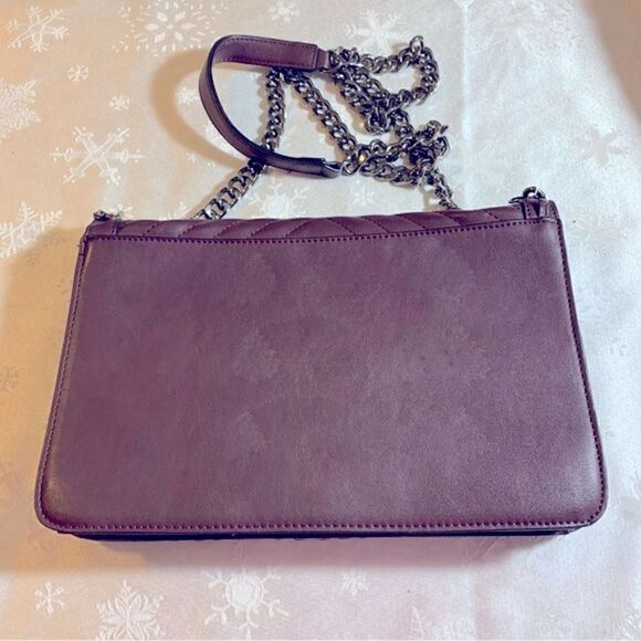 Aldo Crossbody Handbag Silver Tone Chain Strap & Chain Detail Vegan Leather - Picture 7 of 8